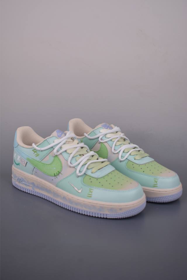 Nike Air Force 1 Low 薄荷曼绘 解构绑带 DDD 原楦头原纸板 打造纯正空军版型 DDD 专注外贸渠道 全掌内置蜂窝气垫 DDD 原盒配件