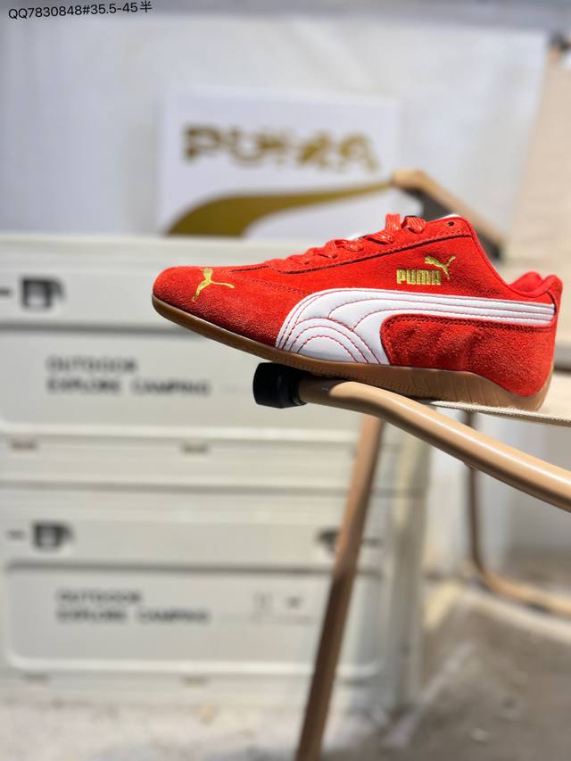 马年限定 #升级原楦原纸版开发#采用翻毛皮鞋面材质#外置轻量耐磨橡胶大底薄底鞋成为潮人必备彪马Puma Speedcat Og Sd Light Blue Na