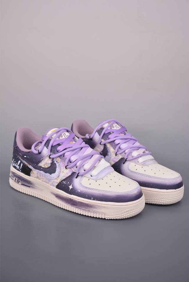 Nike Air Force 1 Low 雾紫涂鸦 解构绑带 DDD 原楦头原纸板 打造纯正空军版型 DDD 专注外贸渠道 全掌内置蜂窝气垫 DDD 原盒配件