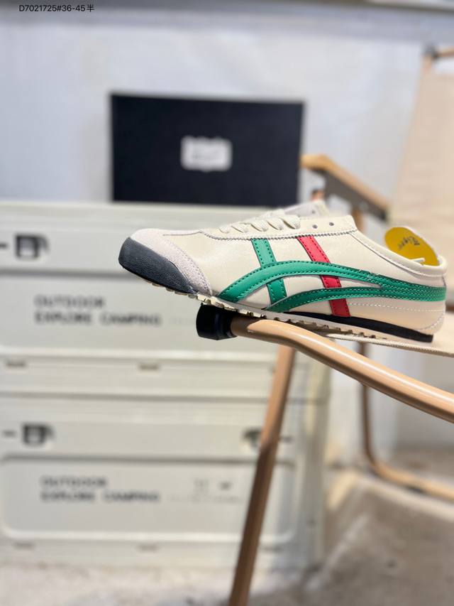 Onitsuka Tiger Mexico 66 Sd 鬼冢虎 墨西哥升级版系列低帮复古经典虎爪百搭休闲皮革慢跑鞋 采用软质粒面牛剖革组合翻毛皮饰条鞋面材质Dl