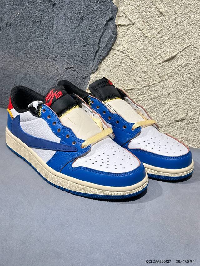 Travis Scott X Fragment Design X Air Jordan Aj1 Low Og Sp 三方联名闪电倒钩 低帮 白蓝黑 Dm7866
