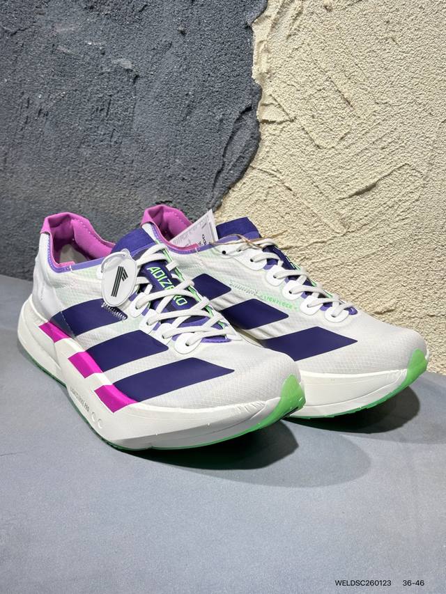 Adidas Adizero Adios Pro 4M 马拉松飞线贾卡轻质透气休闲运动跑步鞋 DDD 采用双层透气网纱 Flywire动态飞线绑缚鞋面材质 内置