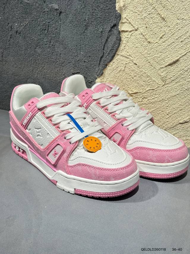 新品上市实拍 DDD 全新Lv路易威登Louis Vuitton Trainer Sneaker Low休闲运动文化百搭篮球板鞋Qeldld260118 DDD