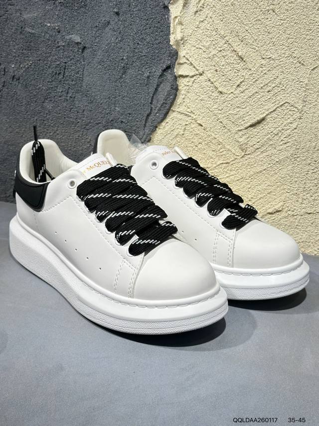 新品上市实拍 DDD Alexander Mcqueen 亚历山大麦昆 DDD 松糕鞋厚底增高小白鞋 垫脚 回弹度到位 耐磨又舒适 鞋底厚4.5Cm 55368