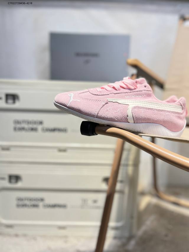 Puma 彪马 X Balenciaga巴黎世家 Speedcat 系列 薄底鞋 牛皮绒面革 圆头做旧磨损 低帮 生活休闲鞋 DDD 极速赛车系列 复古运动休闲