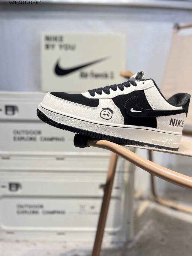 公司级头层皮Nk Air Force 1'07 Low 空军一号低帮休闲板鞋 #定制皮料 原楦原纸板 纯正空军版型 高清洁度 内置全掌气垫Bk1916 Aa78