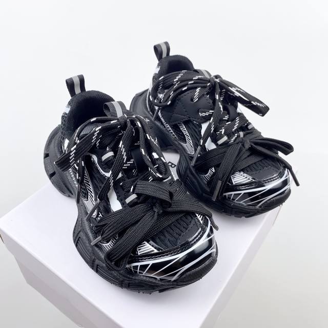 Balenciaga 九代3Xl双鞋带款最火爆的网红款儿童休闲复古风运动鞋 DDD 巴黎世家欧洲站走秀款厚底老爹鞋内侧魔术贴男女童百搭跑步鞋炸街童鞋 DDD 官