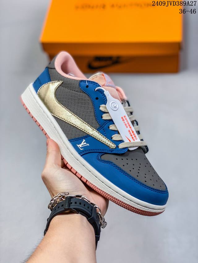Travis Scott X Air Jordan 1 Low Og “Black Phantom 低帮 倒勾联名 Aj1 乔丹1代 Aj1 乔1 低邦 全黑倒