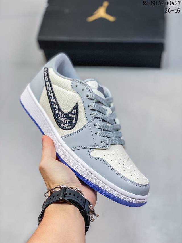 Air Jordan 1 Low Royal 低帮 藤原浩 皇家蓝 Aj1 乔丹1代 Aj1 乔1 乔丹1 低邦 黑蓝 乔丹篮球鞋 货号：Cq9446-400