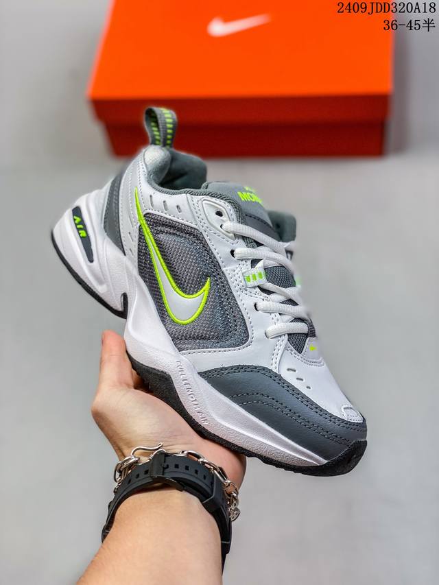 Nike 耐克 原楦原纸版数据开发版型，原装一致粒面牛培革拼接材质鞋面性价比最高的时尚复古“爸爸鞋”耐克nike Air Monarch Iv帝王4代复古老爹百