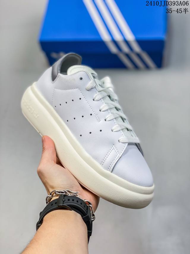 真标带半码！ 阿迪达斯adidas 三叶草 Stan Smith Pf W 情侣经典 史密斯 厚底休闲运动板鞋 10Jjd393A07