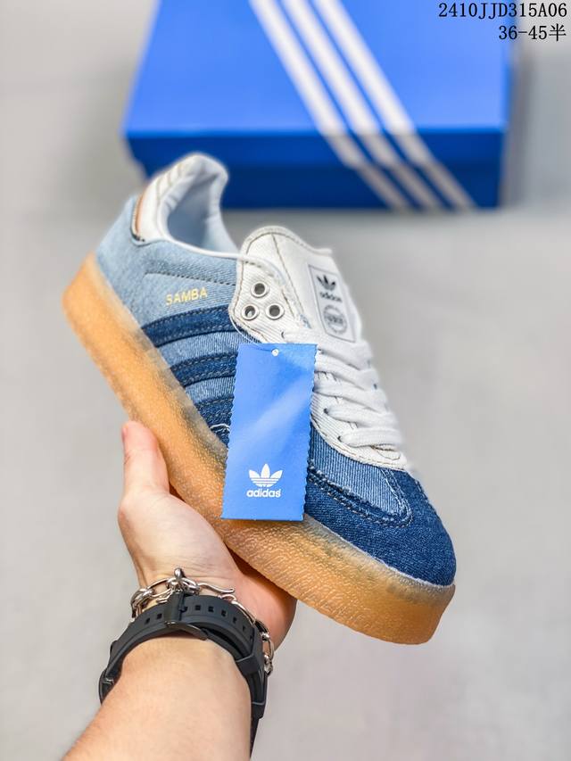 Adidas Originals Sambae W 百搭单品 复古桑巴板鞋 这款桑巴鞋展示了高质量的工艺 带有装饰的超锁缝制和无缝的手感 柔软、柔软的皮革造型和