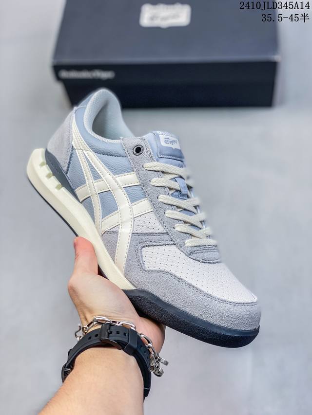 Asics 亚瑟士 男女鞋，采用软质荔枝纹牛培皮鞋面材质，配置ortholite鞋垫，轻质eva缓震组合耐磨橡胶外底日产经典老牌-鬼塚虎 Onitsuka Ti