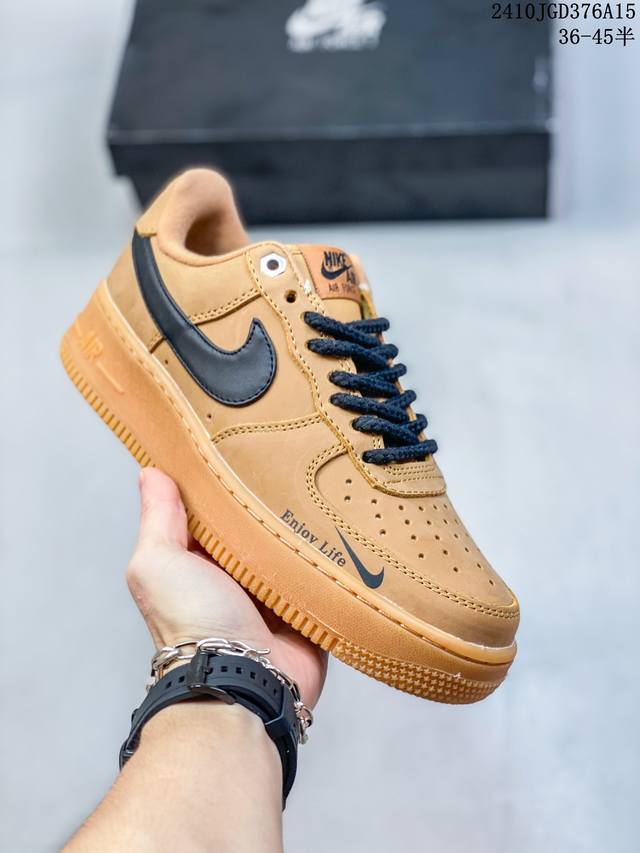 Nike Air Force 1 Low 麦黑勾 空军一号低帮运动休闲板鞋 原楦头原纸板 打造纯正空军版型 专注外贸渠道 全掌内置蜂窝气垫 原盒配件 原厂中底钢