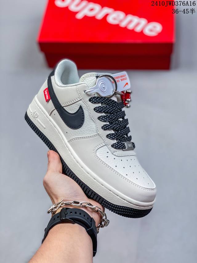 海外限量发售！公司级nike Air Force 1 '07 Low “Supreme联名--深蓝”空军一号 低帮 运动鞋 休闲鞋 折边针车 工艺难度大 原楦头