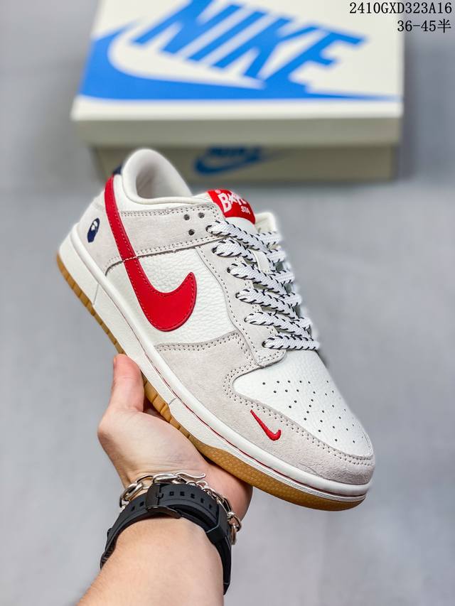 创意定制配色,日本里原宿潮流品牌a Bathing Ape安逸猿bape X Nike Sb Dunk Low Bape 扣篮系列低帮休闲运动滑板板鞋“皮革猿人