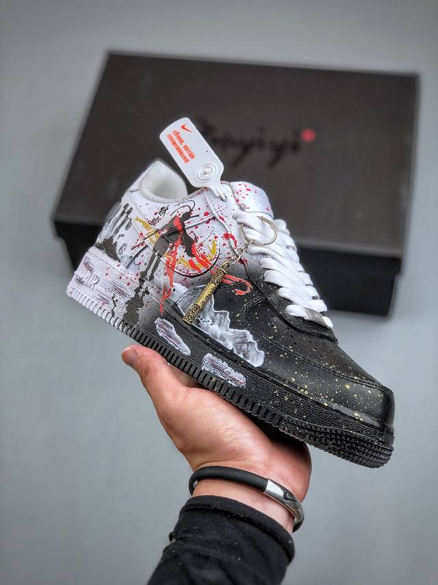 Nike Air Force 1'07 Low 黑神话悟空 喷绘礼盒装 空军一号绑带低帮休闲板鞋 Zh0316-045 #定制皮料 原厂3D打印 定制鞋盒 原楦