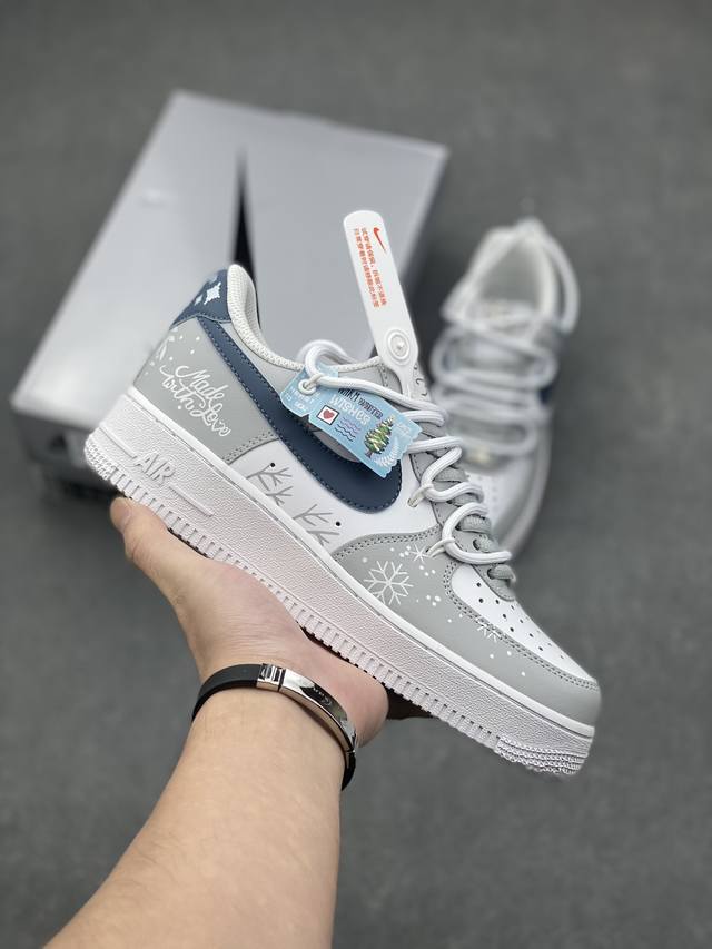官方爆款定制 二次元主题 Nike Air Force 1 Low’07 冰雪奇缘 喷绘 空军一号绑带低帮休闲板鞋 定制皮料 原厂3D打印 定制鞋盒 原楦原纸板