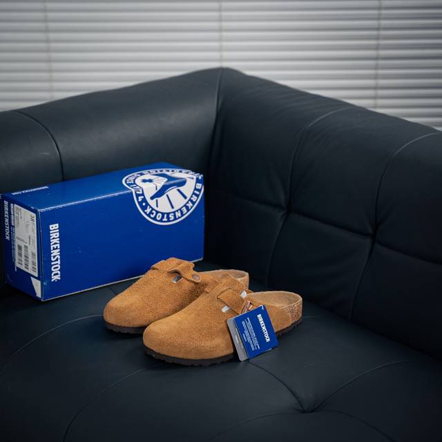 Birkenstock London 博肯 半托后跟系列 凉鞋后跟设计适应多种场景化穿搭出行 皮革绒面时尚休闲平底鞋 牛皮绒面革质地柔软 搭配可调节鞋扣提升穿着