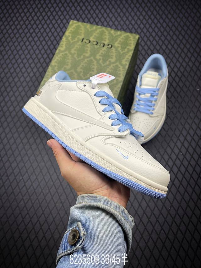 Travis Scott X Fragment Design X Air Jordan 1 Low Og Sp Aj1 乔1 古驰联名-天蓝米白 低帮文化休闲板