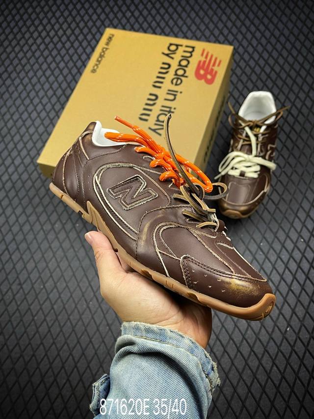 意大利奢侈品牌 缪缪miu Miu X Nb新百伦new Balance 530 Sl Leather Sneakers系列低帮经典复古休闲运动慢跑鞋“联名白灰