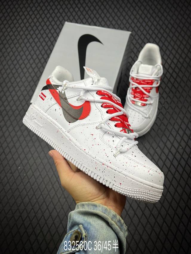 Supreme X Nk Air Force 1'07 Low 二次元主题 联名 断勾喷绘 空军一号绑带低帮休闲板鞋 Cu9225-101 #定制皮料 原厂3D