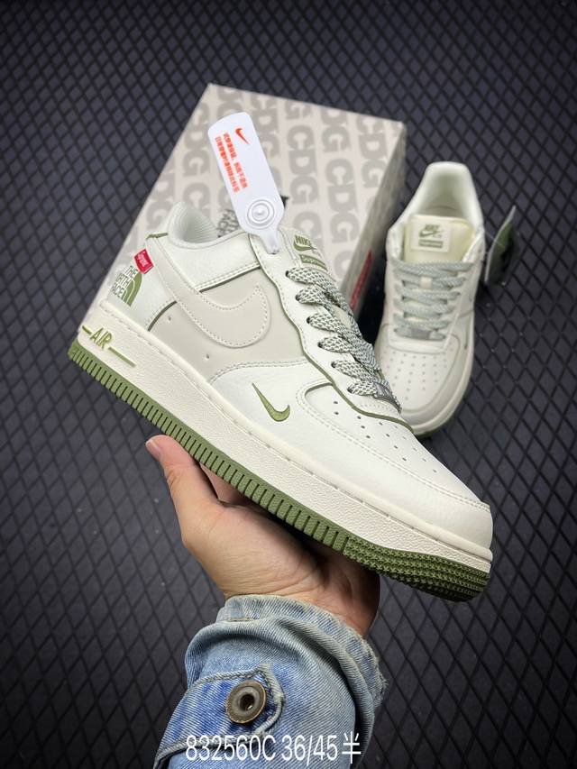 Nk Air Force 1'07 Low Supreme北面联名-米白透心绿 空军一号低帮休闲板鞋 Xz1996-527 #原楦头原纸板 原装鞋盒 定制五金配