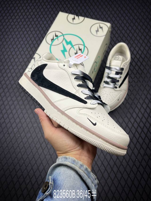 Travis Scott X Fragment Design X Air Jordan 1 Low Og Sp Aj1 乔1 闪电联名-米黑双拼底 低帮文化休闲