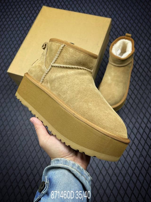 公司级纯原 Ugg 周冬雨mini 5Cm厚底迷你短靴 Ugg2024秋冬新款 女士经典迷你厚底短筒靴宋妍霏周冬雨明星同款 原单a级羊皮毛一体保暖性极强！！ C