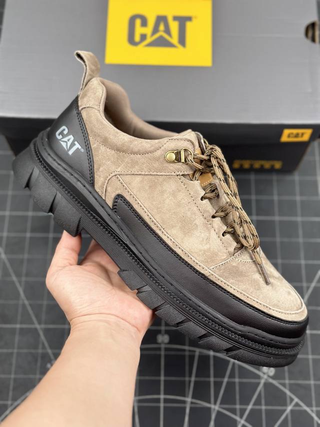 核心私 新货cat 卡特 硬汉推土机品牌 Tramp Hike Low 户外休闲低帮男鞋 广东中山代工厂原产楦型 台产耐磨麂皮材质# 手工缝线固特异缝制工艺#