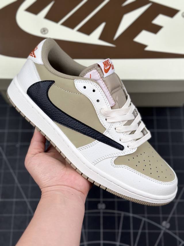 核心私 Travis Scott X Air Jordan 1 Low Pale Vanilla低帮 白棕黑倒勾联名 Aj1 乔丹1代 乔丹篮球鞋系列 鞋款整体