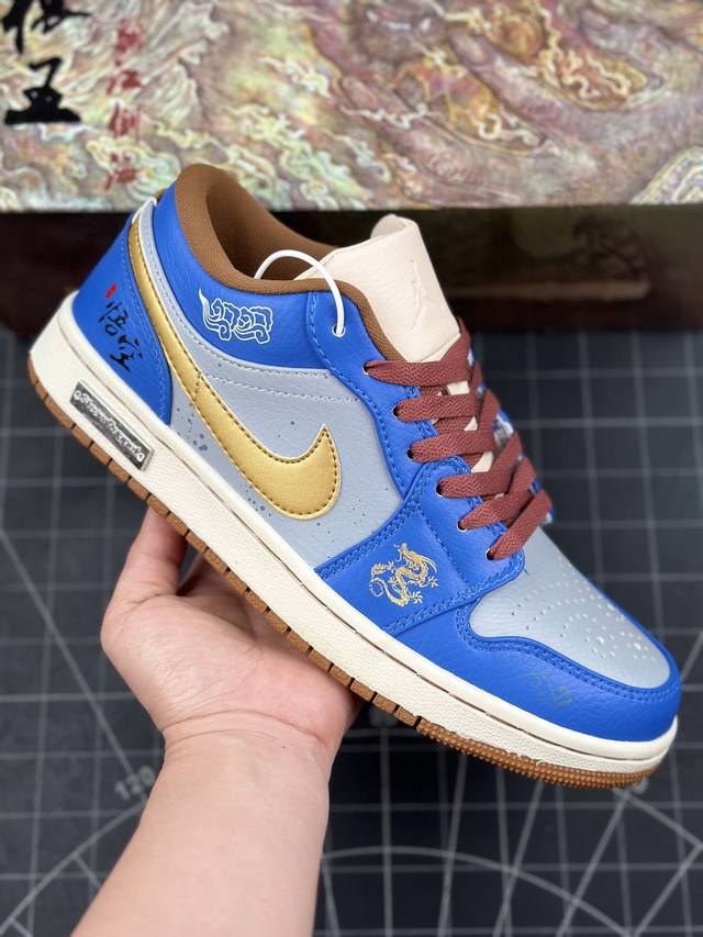 核心私 耐克 Air Jordan Aj1 Low暗黑猴王黑神话悟空 低帮休闲板鞋 市场唯一独家头层皮打造原鞋原档案开发原厂皮料，原档冲孔鞋头正确满胶鞋垫四线拉