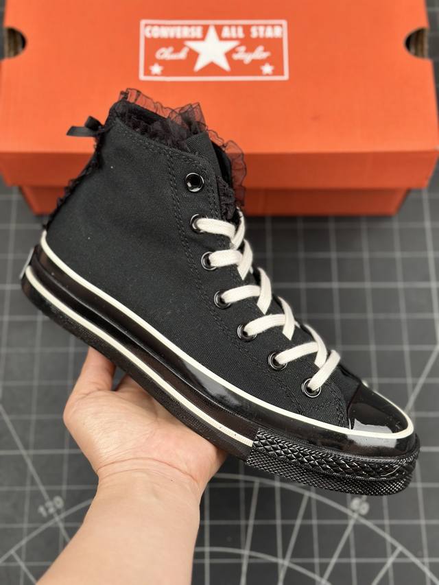 核心私 蕾丝甜酷朋克风鞋来咯～匡威converse Chuck Taylor All Star 1970S High Black Lace 复古三星标高帮休闲运