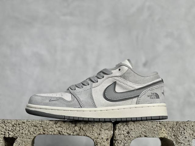 Air Jordan 1 Low Aj1 乔1 北面联名-翻毛灰 高端定制 低帮复古篮球鞋 Dm5688-111 #定制鞋盒 大厂纯原品质出货 超高清洁度 皮料