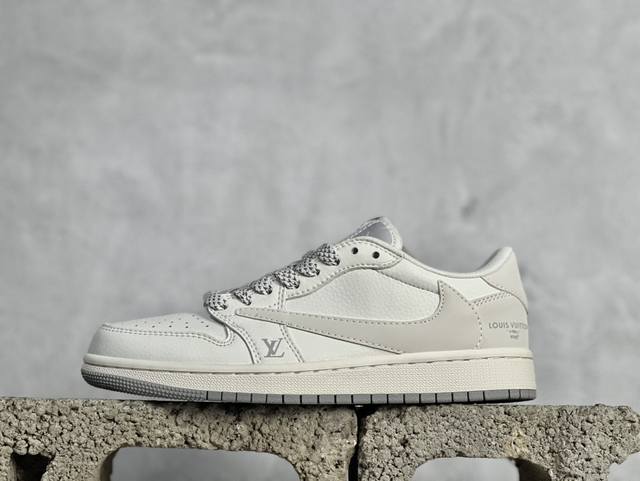 Travis Scott X Fragment Design X Air Jordan 1 Low Og Sp Aj1 乔1 Lv联名-米灰底 低帮文化休闲板鞋