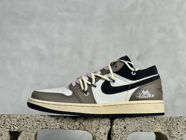 Xl版 定制福利 Air Jordan Aj1 Low 解构绑带低帮系列 原厂内置气垫魔块 A模大底 头层小牛皮 鞋舌aj原厂专用牛津布+Aj专用反口珍珠布+原