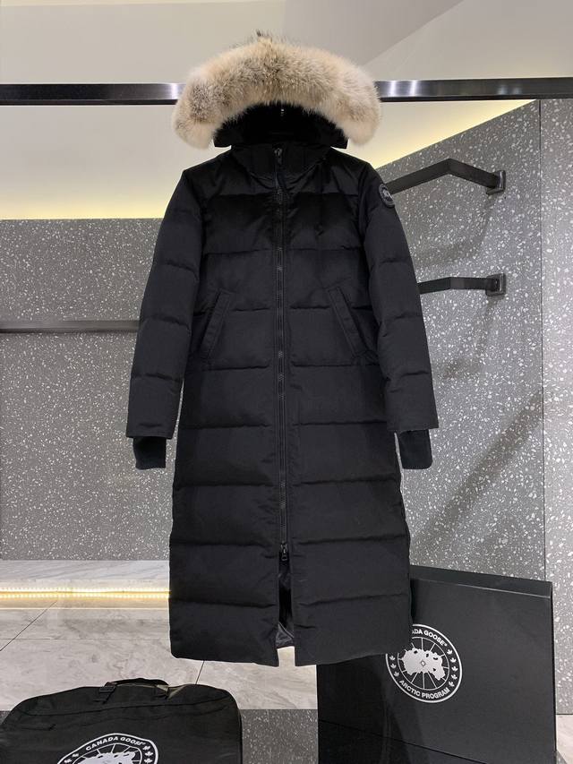 渠道优势，支持代发！ 外贸保真版：大鹅22款 黑标黑 Canada Goose 加拿大鹅 Mystique Parka长款女款羽绒服，Size：Xs S M L