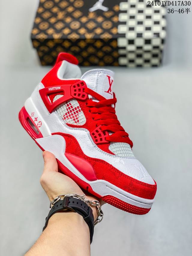 Louis Vuitton x Air Jordan 4 Retro 路易威登 LV 联名 AJ4 乔丹4代 aj4 乔4 LV 联名 乔丹篮球鞋系列 整鞋采用