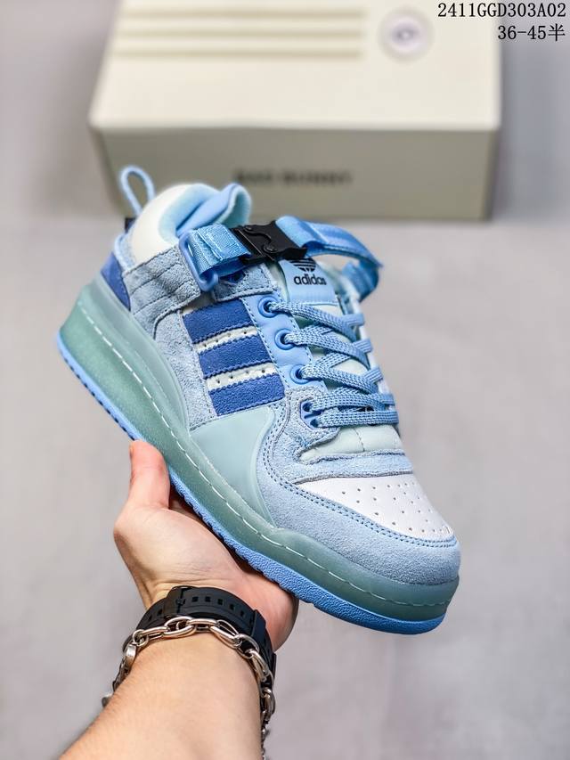 公司级带半码Adidas Forum 84白灰复古魔术贴潮流休闲低帮板鞋 HQ2153 尺码：36-45半 编码：11GGD303A02