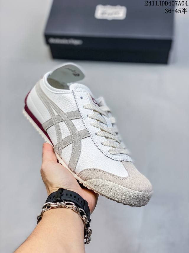Onitsuka Tiger鬼塚虎 MEXICO 66 织物合成革 休闲 包裹性防滑减震平衡 低帮 板鞋 男女同款 白米红 货号 : 1183B039- 尺码