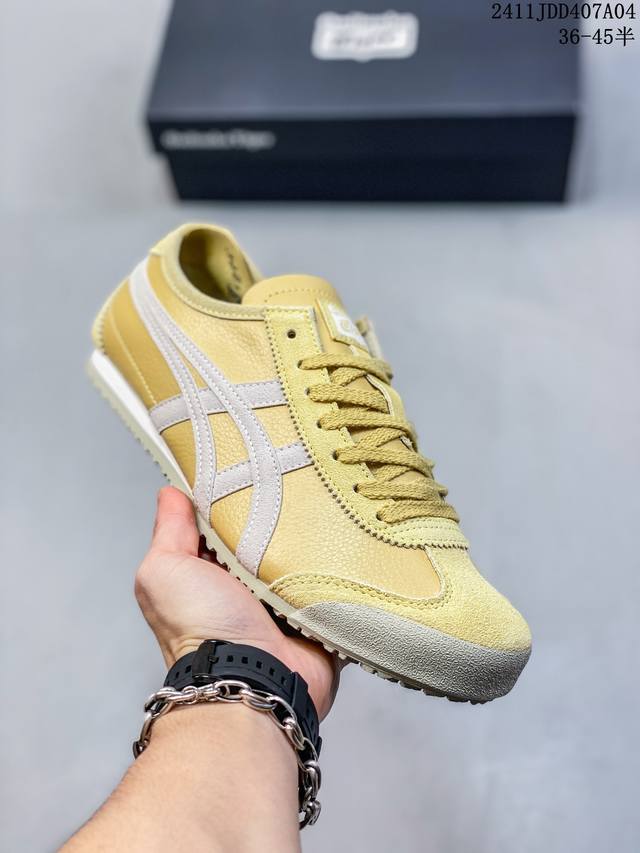 Onitsuka Tiger鬼塚虎 MEXICO 66 织物合成革 休闲 包裹性防滑减震平衡 低帮 板鞋 男女同款 白米红 货号 : 1183B039- 尺码