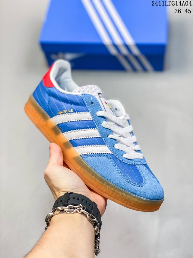 特价 真标adidas Originals Gazelle INdoor 三叶草休闲防滑耐磨低帮板鞋 鞋头出色设计 塑就出众贴合感 稳固的后跟贴合足部曲线设计
