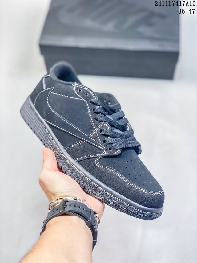 AJ1倒勾Travis Scott x Air Jordan 1 ” Reverse Mocha “ AJ1乔1 TS 闪电 联名倒钩 低帮文化篮球鞋 完美品质