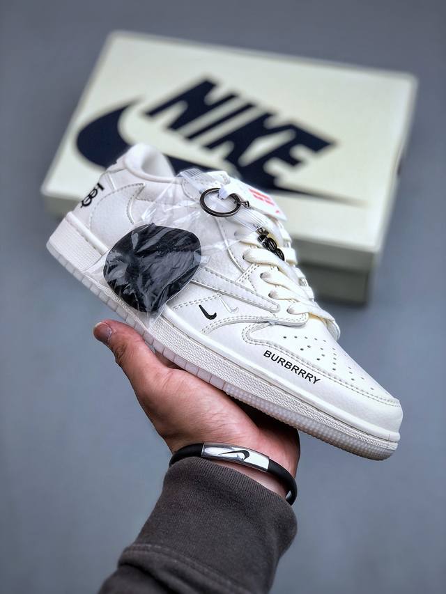 Travis Scott x Fragment Design x Air Jordan 1 Low OG SP AJ1 乔1 巴宝莉联名-米白水晶 低帮文化休闲