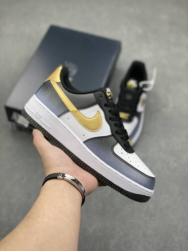 Nike Air Force 1 Low 07 Fine Gold 渐变白黑金 原楦头原纸板 打造纯正低帮空军版型 专注外贸渠道 全掌内置蜂窝气垫 原盒配件 原