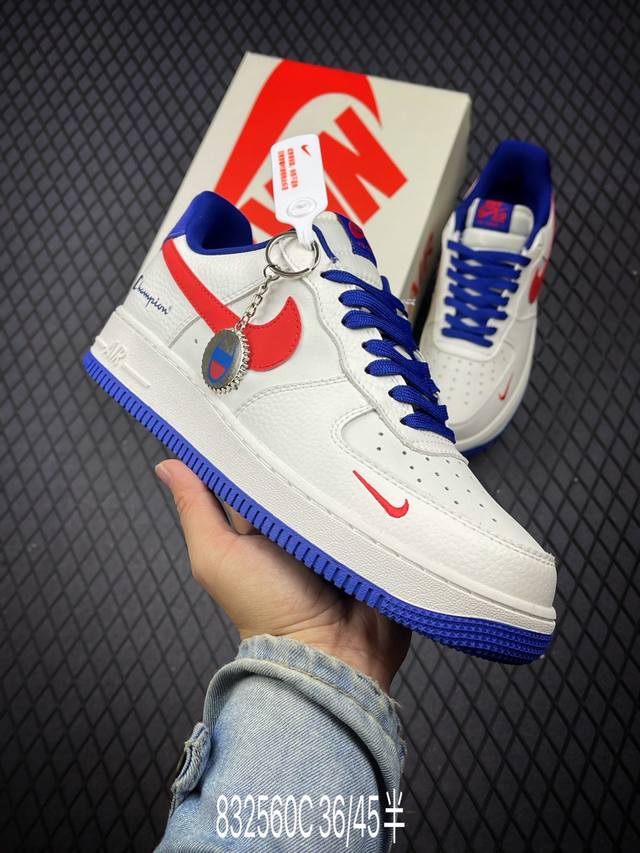 Nk Air Force 1'07 Low 冠军联名-蓝白红 空军一号低帮休闲板鞋 KK1988-002 #原楦头原纸板 原装鞋盒 定制五金配件 内置全掌气垫