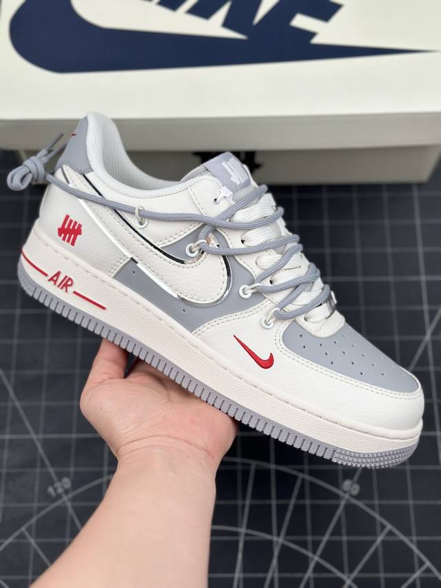 公司级NIke Air Force 1 '07 Low “UN联名 米白红银边抽绳”空军一号 低帮运动休闲鞋 折边针车 工艺难度大 原楦头原纸板 原装鞋盒 定制