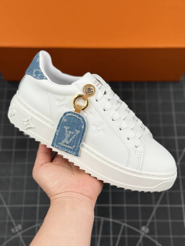 精品盒中盒 广东顶级纯原 LV 舒畅 低帮板鞋 白花色 棕尾 LV花镂空Logo鞋面 法国顶级高奢品牌 路易威登Louis Vuitton Time Out L