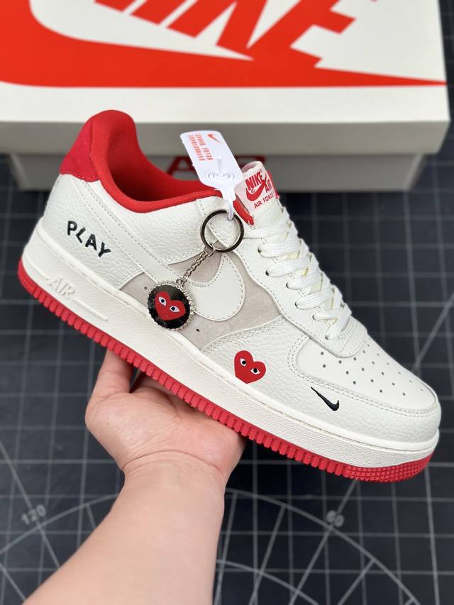 Nk Air Force 1'07 Low 川久保玲联名-米白红底 空军一号低帮休闲板鞋 #原楦头原纸板 原装鞋盒 定制五金配件 内置全掌气垫 原厂鞋底 货号：