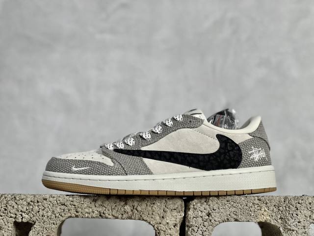 Travis Scott x Fragment Design x Air Jordan 1 Low OG SP AJ1 乔1 斯图西联名-麻花生胶 低帮文化休闲